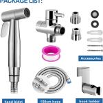 Spruzzatore per Bidet Portatile per WC, Doccetta per Bidet in Acciaio Inox con Tubo Flessibile e Valvola 1/2"