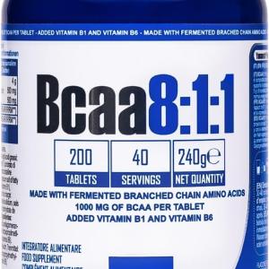 Bcaa 8:1:1 integratore alimentare di aminoacidi a catena ramificata con vitamine B1 e B6 200 compresse, Yamamoto