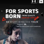 Cuffie JBL Under Armour Train The Rock, Bluetooth Wireless, per sport, running, gym, chiamate vivavoce con microfono, deep bass music, nero rosso, Originale
