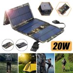 Carica batteria, pannello solare, pieghevole, portatile, USB, impermeabili, per carica batterie telefoni, cellulari e tablet, per la spiaggia, il campeggio all'aperto a casa, mimetico