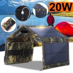 Carica batteria, pannello solare, pieghevole, portatile, USB, impermeabili, per carica batterie telefoni, cellulari e tablet, per la spiaggia, il campeggio all'aperto a casa, mimetico