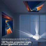 Projecteur 4K, Android 11, HY300, h713, 200ANSI, BT5.0, 1280 x 720P, WiFi, fonction d'inclinaison à 180 degrés, 130 pouces, cinéma maison, projecteur portable