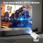 Projecteur 4K, Android 11, HY300, h713, 200ANSI, BT5.0, 1280 x 720P, WiFi, fonction d'inclinaison à 180 degrés, 130 pouces, cinéma maison, projecteur portable