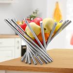 Corbeille à fruits, corbeille à fruits de table, moderne, créative et pliable, en acier inoxydable, pour le garde-manger et la décoration de la table.