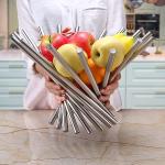 Corbeille à fruits, corbeille à fruits de table, moderne, créative et pliable, en acier inoxydable, pour le garde-manger et la décoration de la table.