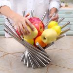 Corbeille à fruits, corbeille à fruits de table, moderne, créative et pliable, en acier inoxydable, pour le garde-manger et la décoration de la table.