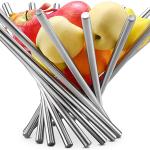 Corbeille à fruits, corbeille à fruits de table, moderne, créative et pliable, en acier inoxydable, pour le garde-manger et la décoration de la table.