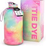 Borraccia per palestra da 2 L con custodia e manico bottiglia, riutilizzabile, ecologica, senza BPA, Love Tie Dye