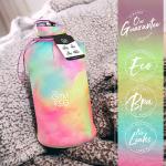 Borraccia per palestra da 2 L con custodia e manico bottiglia, riutilizzabile, ecologica, senza BPA, Love Tie Dye
