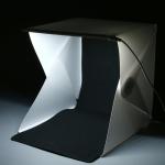 Mini studio photo portable avec lumières LED, dimensions 23 x 23 x 24 cm