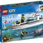 LEGO City, Tauchjacht, mit Taucher-Minifiguren, Meerestieren und Schwertfisch, Kinderset, ab 5 Jahren, 60221