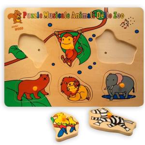 Puzzle con animali in legno con effetti musicali