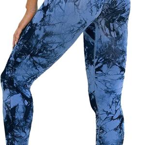 Leggings sportivi donna, vita alta pancia piatta, Push Up, vita alta, Opaco scrunch, Pantaloni palestra fitness per yoga jogging, Blu Nero