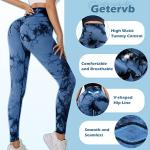 Leggings sportivi donna, vita alta pancia piatta, Push Up, vita alta, Opaco scrunch, Pantaloni palestra fitness per yoga jogging, Blu Nero