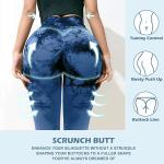 Leggings sportivi donna, vita alta pancia piatta, Push Up, vita alta, Opaco scrunch, Pantaloni palestra fitness per yoga jogging, Blu Nero