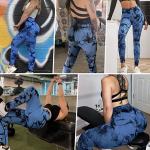 Leggings sportivi donna, vita alta pancia piatta, Push Up, vita alta, Opaco scrunch, Pantaloni palestra fitness per yoga jogging, Blu Nero