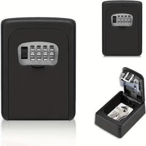 Cassa forte per chiavi, per esterno in metallo, con combinazione codice, ideale per depositare chiavi, materiale in metallo, colore nero