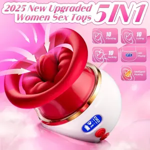Stimolatore Elettrico per Donne con 10 Funzioni di Suzione e Leccata - Vibratore per Clitoride e Zona Anale con Display LCD - Giocattolo Sessuale Ricaricabile per Coppie
