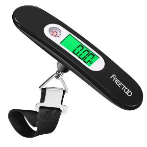 Bilancia digitale per pesa bagagli, valigie, con funzione di tara, per viaggi, massima capacità 50 kg /110 lb, colore nero