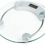Bilancia digitale pesapersone, trasparente con vetro, peso massimo 150 kg