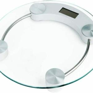 Bilancia digitale pesapersone, trasparente con vetro, peso massimo 150 kg