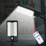 Lampione stradale, faretto stradale, faro per illuminazione strada, energia solare, con sensore di movimento, 117 LED