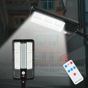 Lampione stradale, faretto stradale, faro per illuminazione strada, energia solare, con sensore di movimento, 117 LED