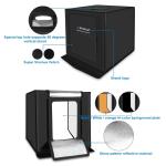 Studio photo portable, fond interchangeable, lumières LED réglables, 60 x 60 x 60cm