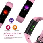 Smartwatch frequenza cardiaca resistente all'acqua, calorie, contapassi, sms, telefono, Honor Band 5, rosa