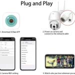 Telecamera di Sorveglianza Videocamere WIFI Esterno, PTZ, 1080P IP Cam Senza Fili, 355° /90°, 40M Visione Notturna, Motion Detection, APP