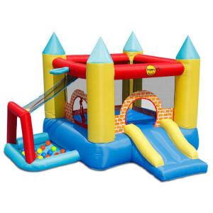 Grande Castello, 4 in 1, gonfiabile, scivolo doppio, gioco per bambini, tappeto saltarello, Happy Hop