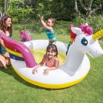 Piscina Gonfiabile con Unicorno e spruzzo giochi bambini, grandezza 272x193x104 cm, Intex 57441, ricondizionato