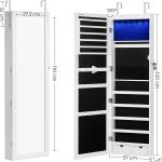 Kleiderschrank, Schmuckrank, Spiegelschrank, Modeschmuck, zum Aufhängen, mit Spiegel, Wandbefestigung 119 x 35 x 9 cm, mit LED-Leuchten