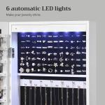 Kleiderschrank, Schmuckrank, Spiegelschrank, Modeschmuck, zum Aufhängen, mit Spiegel, Wandbefestigung 119 x 35 x 9 cm, mit LED-Leuchten