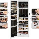 Kleiderschrank, Schmuckrank, Spiegelschrank, Modeschmuck, zum Aufhängen, mit Spiegel, Wandbefestigung 119 x 35 x 9 cm, mit LED-Leuchten