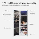 Kleiderschrank, Schmuckrank, Spiegelschrank, Modeschmuck, zum Aufhängen, mit Spiegel, Wandbefestigung 119 x 35 x 9 cm, mit LED-Leuchten