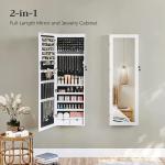 Kleiderschrank, Schmuckrank, Spiegelschrank, Modeschmuck, zum Aufhängen, mit Spiegel, Wandbefestigung 119 x 35 x 9 cm, mit LED-Leuchten