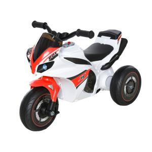 Triciclo Moto Elettrica Giocattolo per Bambini 18-36 Mesi con Musica e Fari Bianco e Rosso