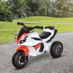 Triciclo Moto Elettrica Giocattolo per Bambini 18-36 Mesi con Musica e Fari Bianco e Rosso