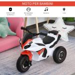 Triciclo Moto Elettrica Giocattolo per Bambini 18-36 Mesi con Musica e Fari Bianco e Rosso