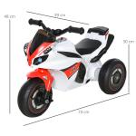 Triciclo Moto Elettrica Giocattolo per Bambini 18-36 Mesi con Musica e Fari Bianco e Rosso