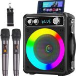 Karaoke portatile, altoparlante Bluetooth portatile con 2 microfoni wireless, sistema PA per adulti e bambini con luci LED, supporta TWS/Rec/FM/AUX/USB/TF per feste a casa