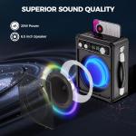 Karaoke portatile, altoparlante Bluetooth portatile con 2 microfoni wireless, sistema PA per adulti e bambini con luci LED, supporta TWS/Rec/FM/AUX/USB/TF per feste a casa