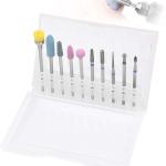 Punte per fresa unghie, set con 10 punte, varie forme e dimensioni in 2,35 mm, adatto per la manicure