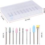 Punte per fresa unghie, set con 10 punte, varie forme e dimensioni in 2,35 mm, adatto per la manicure