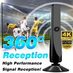 Digitale TV Antenne, leistungsstarke interne HDTV Antenne mit Verstärker, 360°-Empfang von 50 Meilen TV-Antenne, unterstützt 4K 1080P, DVB-T2 VHF UHF TV, 5M Koaxialkabel