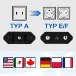 Adattatore di corrente elettrica da viaggio USA, a 2 pin per spina Europea, per dispositivi con alimentatore rete americana, 1 pezzo