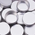 Contenitore alluminio 60ml, scatola rotonda con tappo coperchio a vite, colore argento