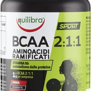 Equilibra Integratori Alimentari, Aminoacidi Ramificati, Integratore per Sportivi, a Base di Aminoacidi a Catena Ramificata (BCAA), con Vitamina B6, 100 Compresse