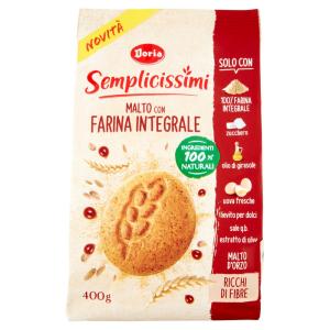 Semplicissimi, frollini con farina integrale e malto d'orzo, biscotto frollino, DORIA, 400 g